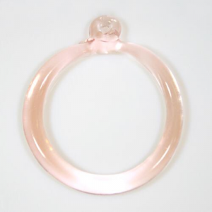 Anello pendente Int. Ø43 mm vetro di Murano rosa in fogo