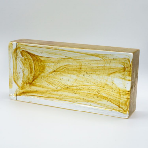Blocco mattone anima ambra in vetro di Murano cristallo trasparente