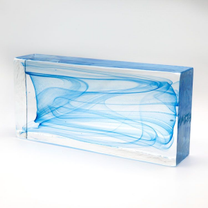 Blocco mattone anima blu chiaro in vetro di Murano cristallo trasparente