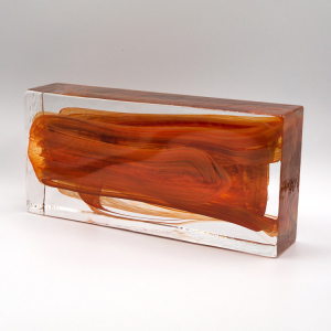 Blocco mattone anima rossa in vetro di Murano cristallo trasparente