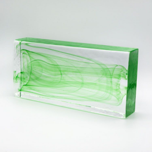Blocco mattone anima verde in vetro di Murano cristallo trasparente