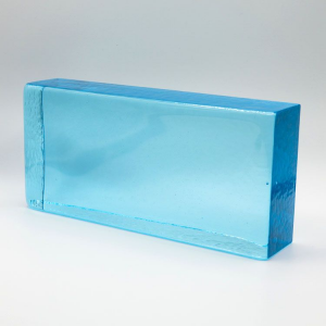 Blocco mattone in vetro di Murano bluino trasparente