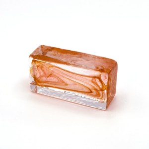 Blocco mini mattone anima arancio in cristallo trasparente vetro Murano
