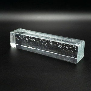 Blocco sestino mattone in vetro di Murano trasparente con effetto bolle interne