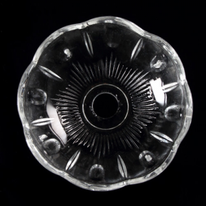 Bobeche coppa antico cristallo Boemia Ø7,5 cm, foro Ø12 mm, 4 fori laterali. Per restauro di illuminazione vintage.