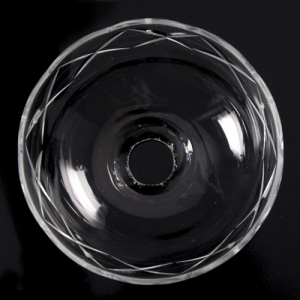 Bobeche coppa in cristallo Boemia Ø10 cm, foro Ø18 mm, 5 fori laterali. Per restauri lampadari a gocce anni '60.