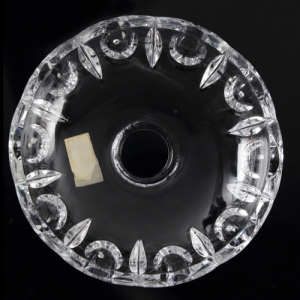 Bobeche beveled bowl Ø12 cm, Ø15 mm hole, 5 lateral holes. Original Bohemian brand bevelled crystal.
