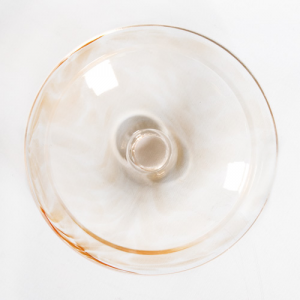 Bobeche piattino lampadari vintage in vetro ambra variegato,  Ø90 mm foro Ø10 mm.