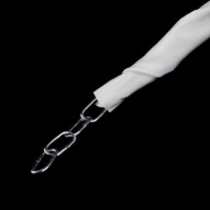 Calza color bianco in tessuto tubolare per coprire catena da lampadario. Lunghezza 140 cm