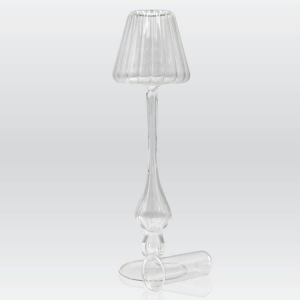 Candeliere h 50 cm abatjour da tavolo in vetro soffiato cristallo trasparente con bicchiere estraibile