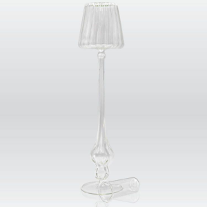 Candeliere h 58 cm abatjour da tavolo in vetro soffiato cristallo trasparente con bicchiere estraibile