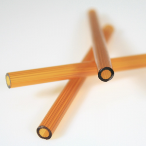 Cannetta in vetro color ambra intenso lunghezza 8 cm Ø6 mm