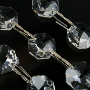 Catena ottagoni 12 mm cristalli Asfour lunga 50 cm clip nickel