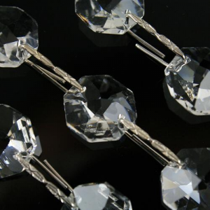 Catena ottagoni 14 mm cristalli Asfour lunga 50 cm clip nickel