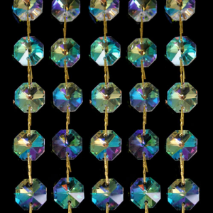Catena ottagoni 14 mm in cristallo aurora boreale, lunghezza 50 cm. Clip ottone.