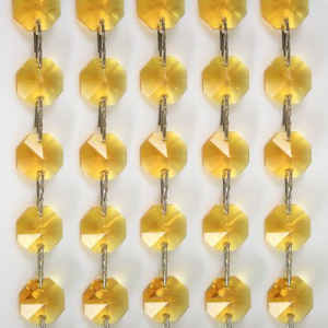 Catena ottagoni 14 mm in cristallo giallo, lunghezza 50 cm, clip nickel.