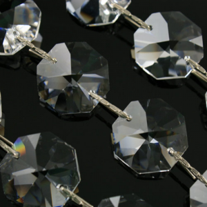 Catena ottagoni 20 mm cristalli Asfour lunga 50 cm, clip nickel.