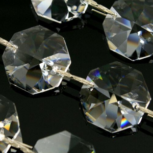 Catena ottagoni 22 mm cristalli Asfour lunga 50 cm, clip nickel.