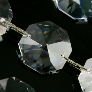 Catena ottagoni 24 mm cristalli Asfour lunga 50 cm, clip nickel.