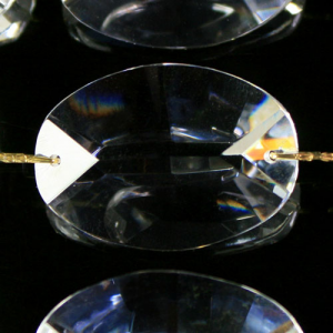 Catena ovalini 40 mm cristallo, 50 cm di lunghezza, colore puro. Clip ottone.
