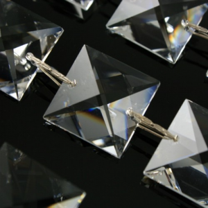 Catena quadrucci 22 mm cristallo Asfour, lunga 50 cm, clip nickel