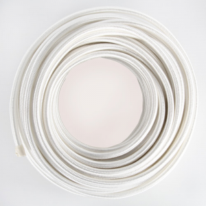Round electric cable insulated in PVC coated white fabric. Section 3x0,75