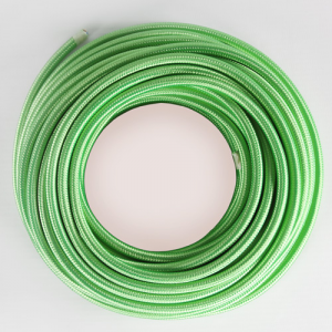 Cavo elettrico tondo isolato in PVC rivestito tessuto verde prato. Sezione 3x0,75