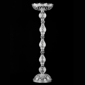 Centerpiece Ø25 H85 candelabra flower holder without lights in Venetian crystal glass with chrome trim