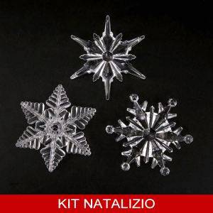 Confezione risparmio: 6 grandi fiocchi di neve assortiti in cristallo acrilico 100 mm per addobbo Natale