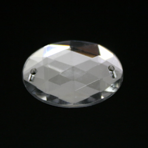 Cristallo acrilico ovale sfaccettato 2 fori, da cucire o incatenare, colore puro, fondo specchio
