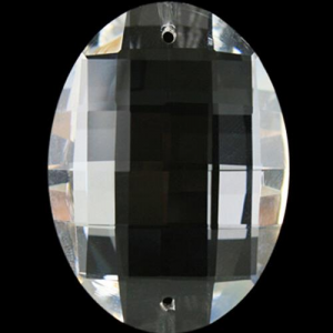 Cristallo ovale 50 mm in cristallo molato colore puro, 2 fori.
