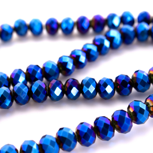 Filo perle 8x5mm blu sfaccettate circa 68 perle