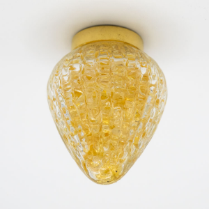 Finale per lampadario goccia con graniglia ambra in vetro soffiato con vite femmina