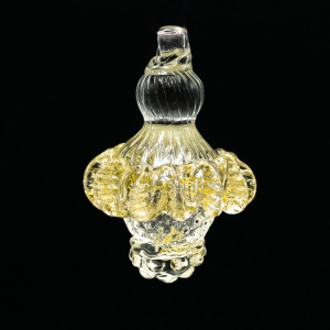 Finalino per lampadario in vetro di Murano. Vetro cristallo trasparente con decori in foglia oro