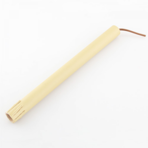 Finta candela in legno h30 cm color avorio con virola E14 completa di cavo 2x0,5 mmq