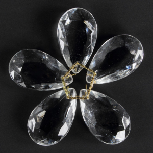 Fiore di cristalli sfaccettati colore cristallo trasparente Ø80 mm con clip oro