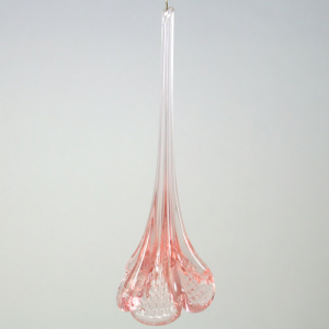 Fiore pendente 12 cm vetro di Murano color rosa antico in fogo.