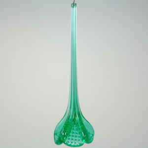 Fiore pendente 12 cm vetro di Murano color verde smeraldo in fogo.