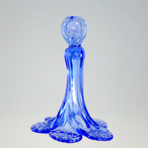 Fiore pendente 7 cm vetro Murano blu zaffiro in fogo, con codolo