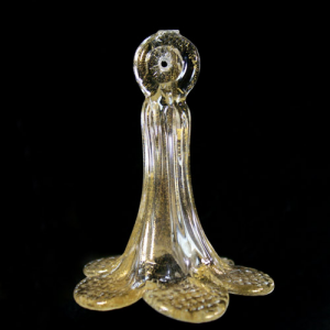 Fiore pendente 7 cm vetro Murano cristallo e oro 24 kt, con codolo
