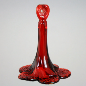 Fiore pendente 7 cm vetro Murano rosso in fogo, con codolo