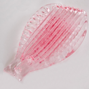 Handcrafted leaf for Venetian mirror, Murano glass pink color.