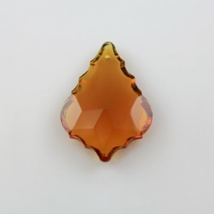 Foglia barocca 38 mm ambra, pendaglio cristallo vetro molato
