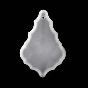 Foglia barocca 50 mm bianco satinato, pendaglio cristallo vetro veneziano