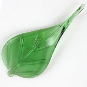 Foglia larga pendente in vetro artigianale color verde