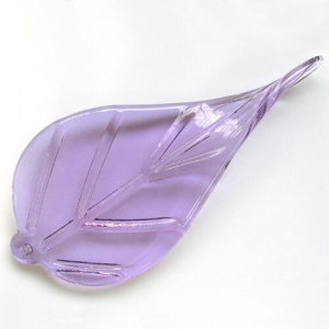 Foglia larga pendente in vetro artigianale color viola