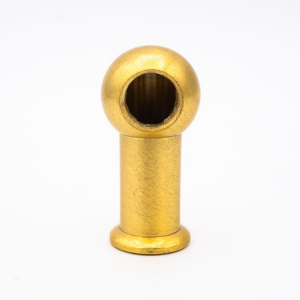 Gomito raccordo oro spazzolato Ø20 mm con 2 fori M10x1 a 90° + colletto da 2 cm + battuta.