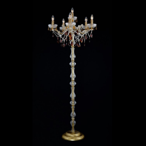 Lampada da terra, piantana tipo candelabro cristallo stile Maria Teresa 6 luci