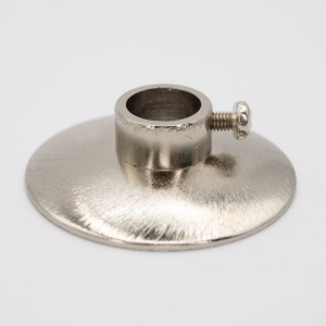Lente Ø40 nikel spazzolato + anello a pressione con foro Ø11 mm per canna da 10 mm