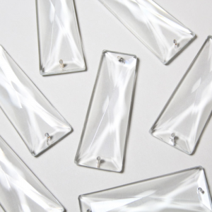 Losanga trapezio cristallo Boemia 65 mm trasparente a doppio foro.